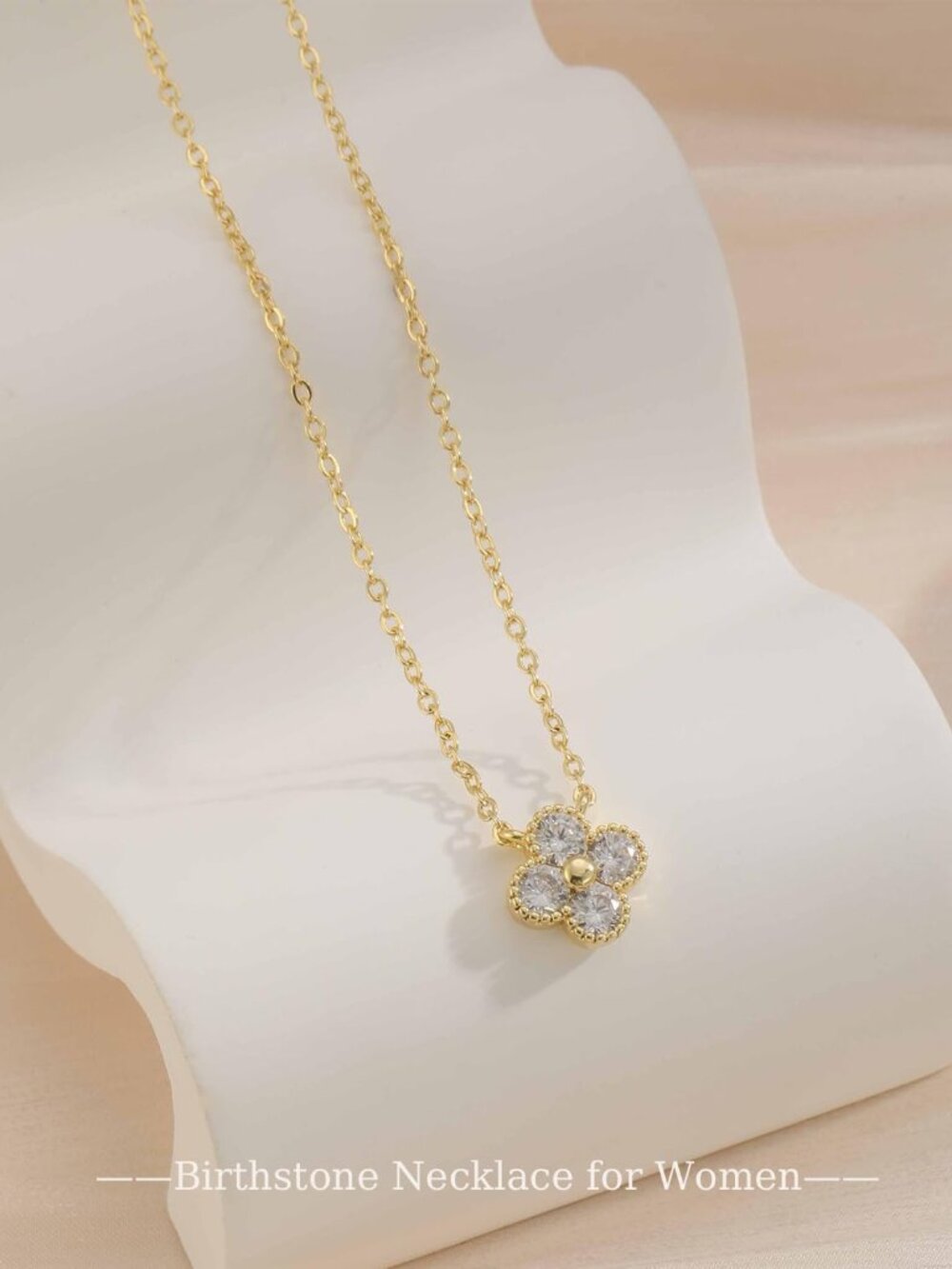 Dainty Birthstone Gold Clover Necklace for Women Trendy Non Tarnish - Picture 4 of 6